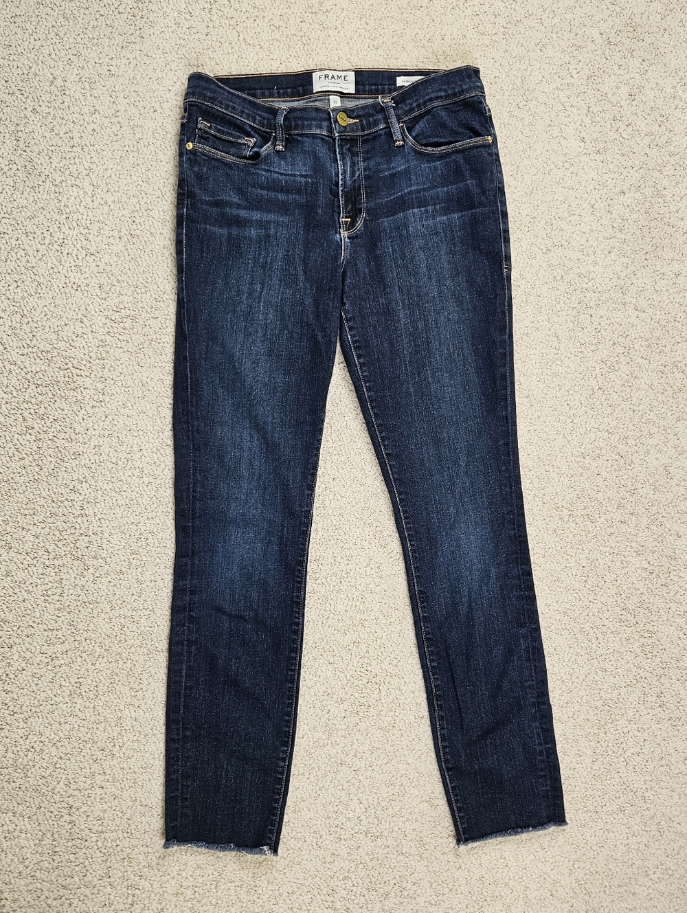 FRAME Le Skinny de Jeanne Crop Jeans Size 31 Dark Wash Mid Rise Skinny Ankle